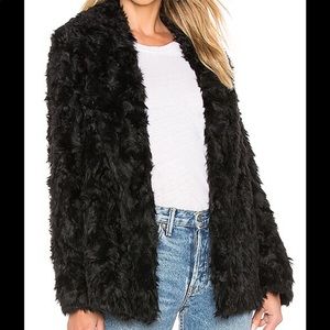 Theory Faux Fur Black Coat Petite/XS
